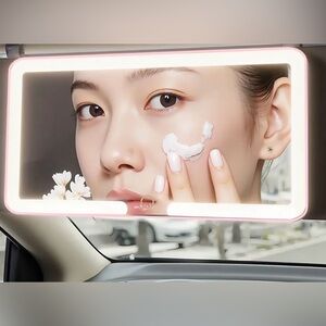 Rechargeable LED Car Visor Vanity Mirror；Car Makeup Mirror 3 color temperatures